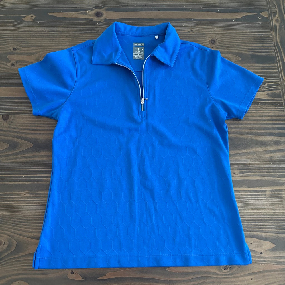 Women’s Page & Tuttle Blue Quarter Zip Polo Shirt Size M